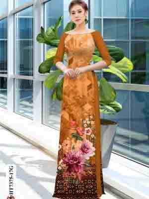 Vải áo dài hoa cẩm chướng AD HT7375 19