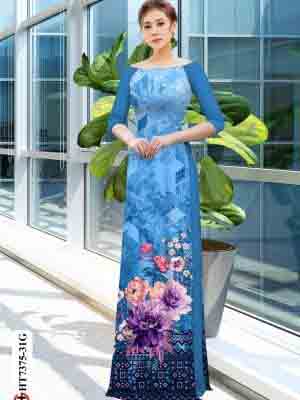 Vải áo dài hoa cẩm chướng AD HT7375 21