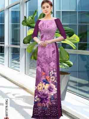 Vải áo dài hoa cẩm chướng AD HT7375 26
