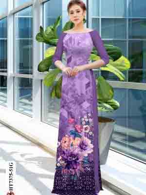 Vải áo dài hoa cẩm chướng AD HT7375 25