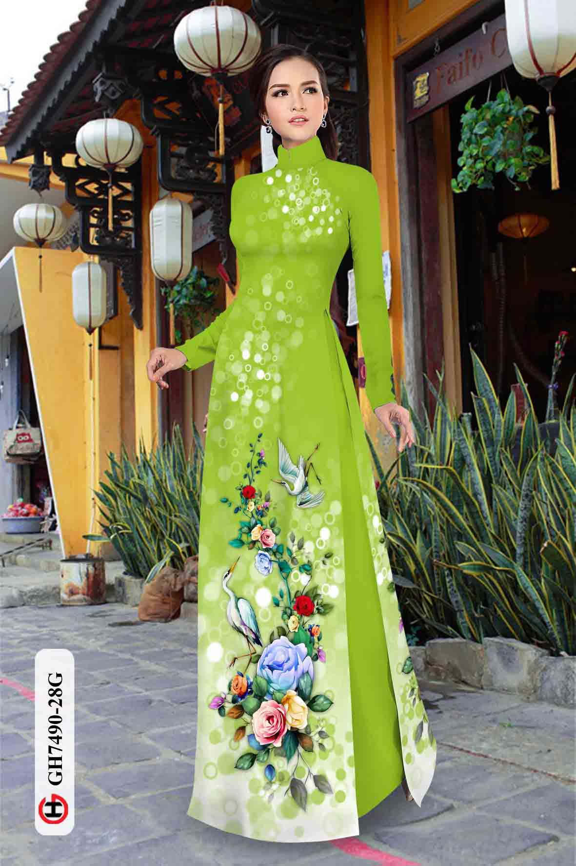 Vải áo dài hoa in 3D AD GH7490 27