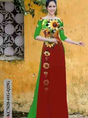 vai ao dai hoa huong duong truyen thong long lanh 91287