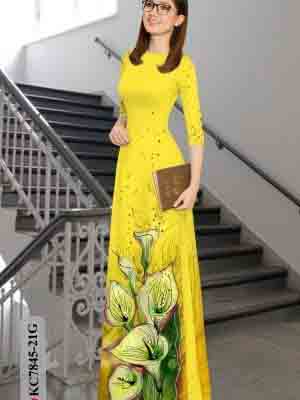 vai ao dai hoa tulip gia re long lanh 177887