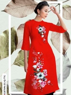 Vải Áo Dài Hoa In 3D AD GH7696 19