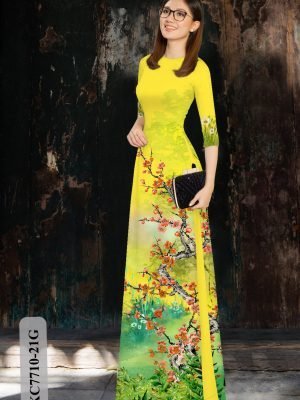 vai ao dai hoa dao mua xuan co truyen rat dep 202173