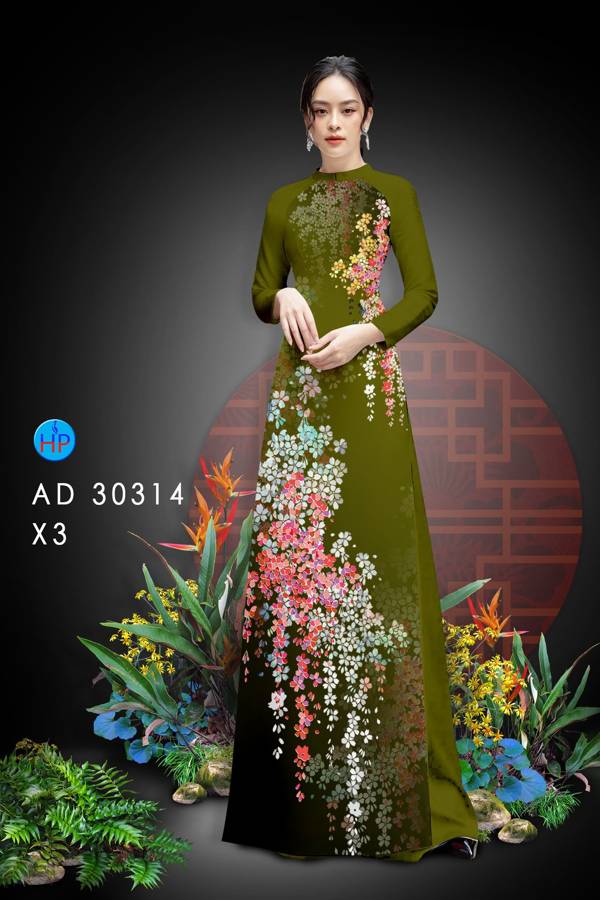 Vải Áo Dài Hoa In 3D AD 30314 35