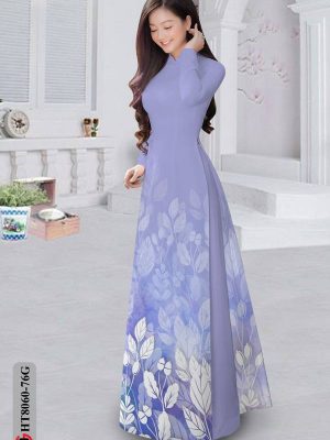 Vải Áo Dài In Hình Lá AD HT8060 18