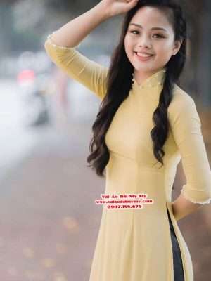 Vải Áo Dài Thái Tuấn Trơn Màu Vàng Nhạt AD TRON VangNhat 6