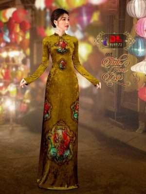 Vải Áo Dài Nhung Vàng Hoa Van Cao Cấp AD DL 9195 8