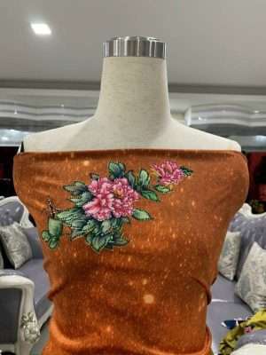 Vải Áo Dài Nhung In Hoa Và Trang Trí AD DL 9203 8