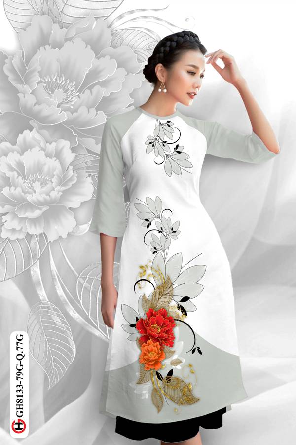 Vải Áo Dài Hoa In 3D AD GH8133 29