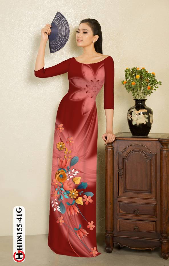 Vải Áo Dài Hoa In 3D AD HD8155