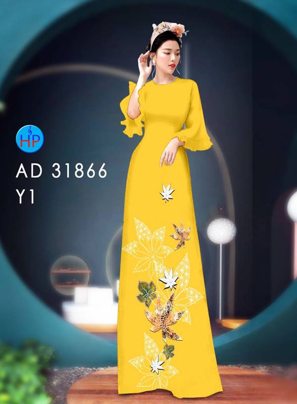 Vải Áo Dài Hoa In 3D AD 31866 46