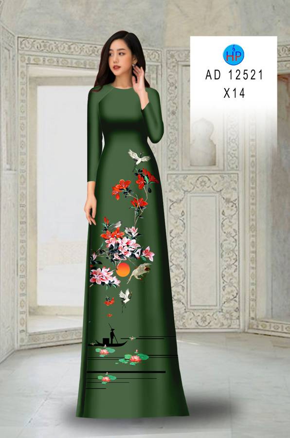 Vải Áo Dài Hoa In 3D AD 12521 80