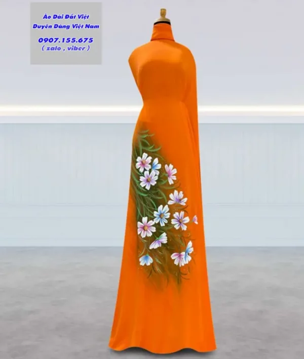 vai ao dai ve tay hoa cuc ad v28164