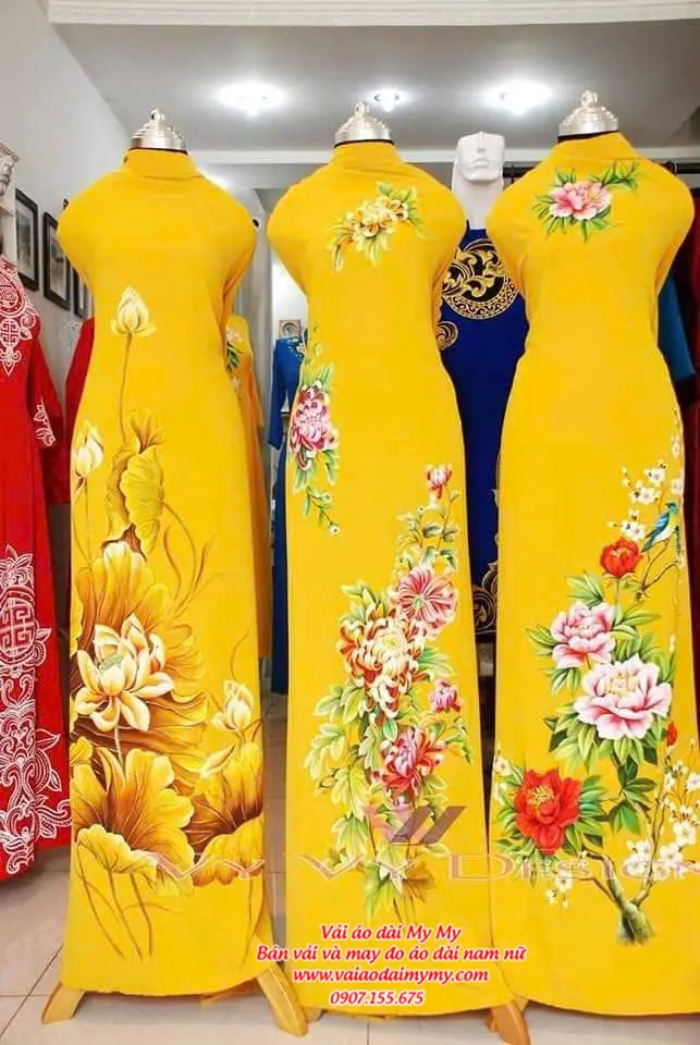 ao dai thiet ke ve tay nghe thuat dinh da cao cap net dep tinh te tai tiem vai ao dai my my 11