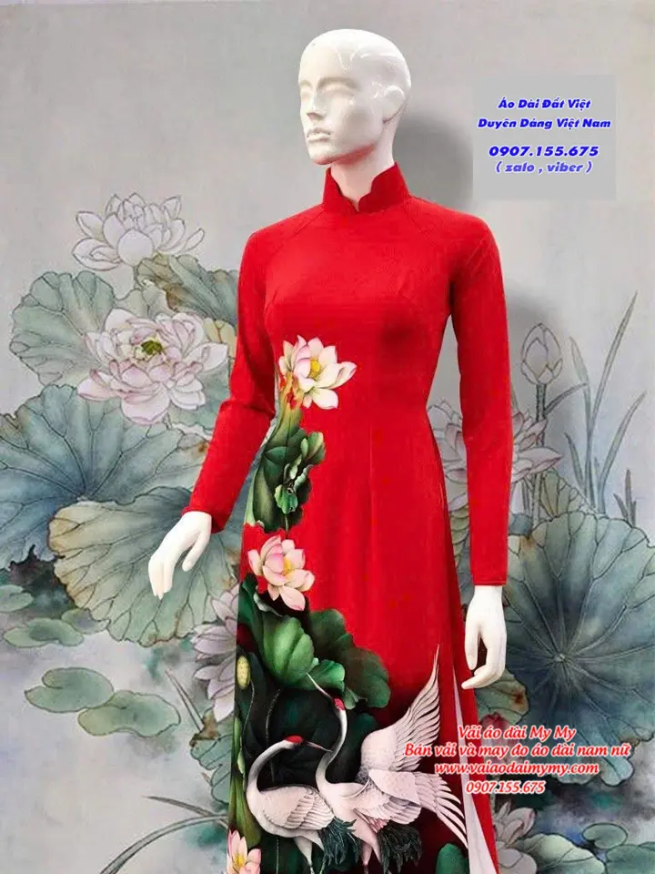 ao dai thiet ke ve tay nghe thuat dinh da cao cap net dep tinh te tai tiem vai ao dai my my 14