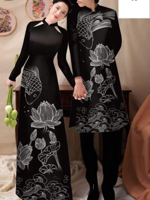 1748829287 469 vai ao dai cap doi ca chep va hoa sen