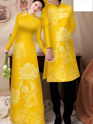 1748829287 643 vai ao dai cap doi ca chep va hoa sen