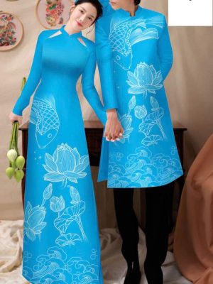 1748829287 897 vai ao dai cap doi ca chep va hoa sen