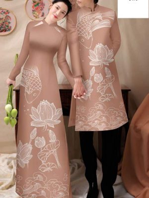 1748829288 373 vai ao dai cap doi ca chep va hoa sen