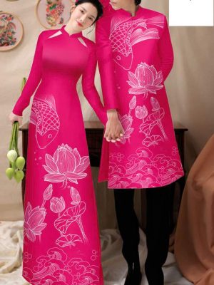 1748829288 940 vai ao dai cap doi ca chep va hoa sen