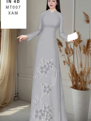 vai ao dai hoa in chim 4d ad mt007