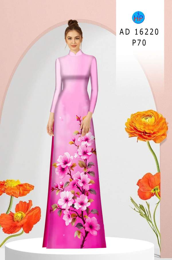 Vải Áo Dài Hoa In 3D AD 16220 1 vai ao dai hoa in 3d ad 16220