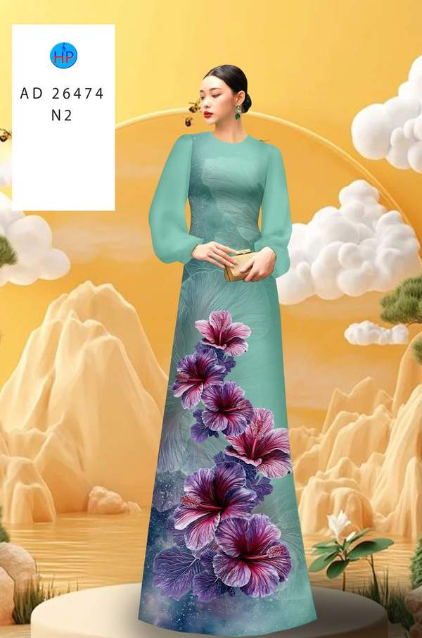 Vải Áo Dài Hoa In 3D AD 26474 1 vai ao dai hoa in 3d ad 26474