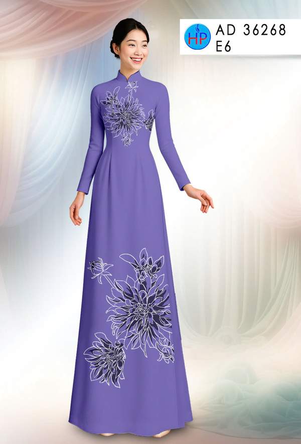 Vải Áo Dài Hoa In 3D AD 36268 2 vai ao dai hoa in 3d ad 36268