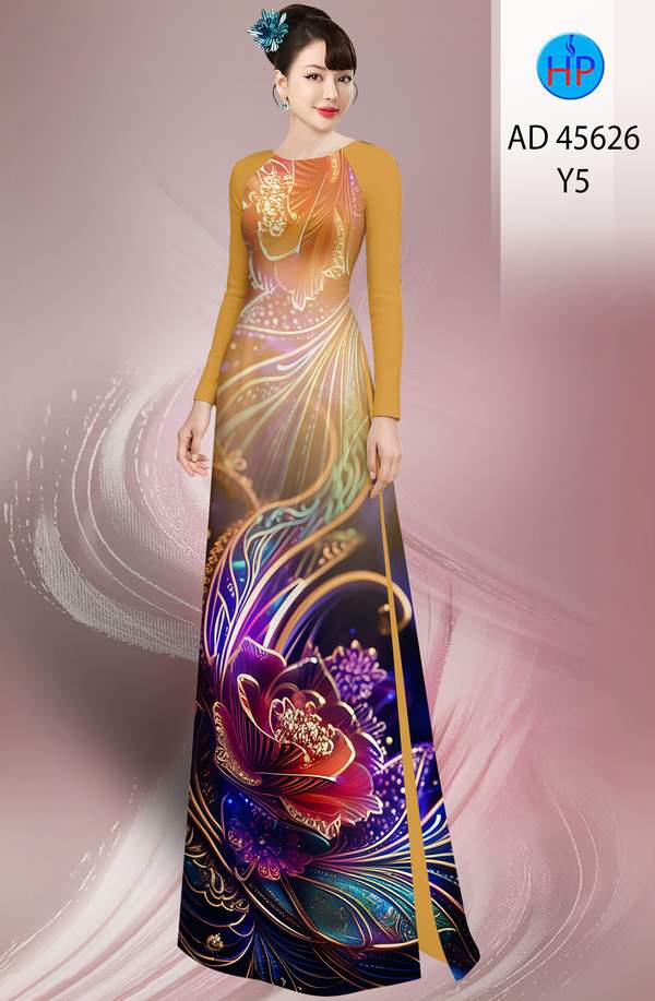 Vải Áo Dài Hoa In 3D AD 45626 1 vai ao dai hoa in 3d ad 45626