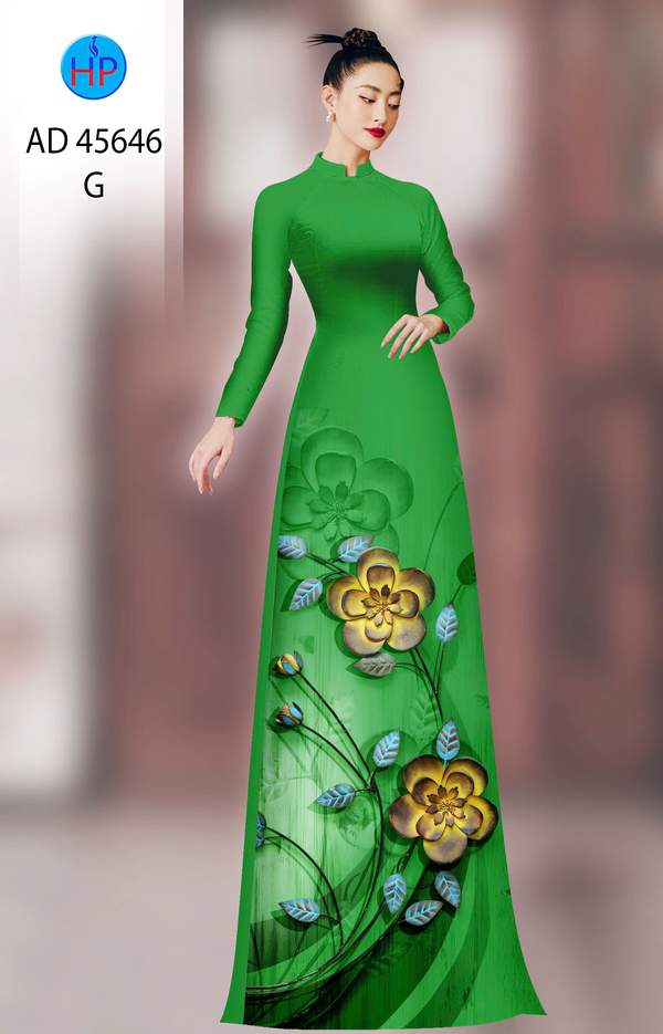 Vải Áo Dài Hoa In 3D AD 45646 2 vai ao dai hoa in 3d ad 45646