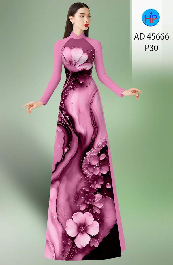 Vải Áo Dài Hoa In 3D AD 45666 1 vai ao dai hoa in 3d ad 45666