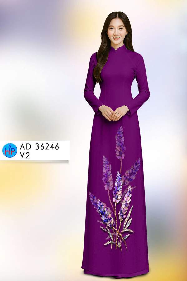 Vải Áo Dài Hoa Lavender AD 36246 1 vai ao dai hoa lavender ad 36246