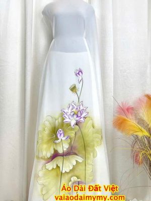 vai ao dai ve hoa sen ad v51584