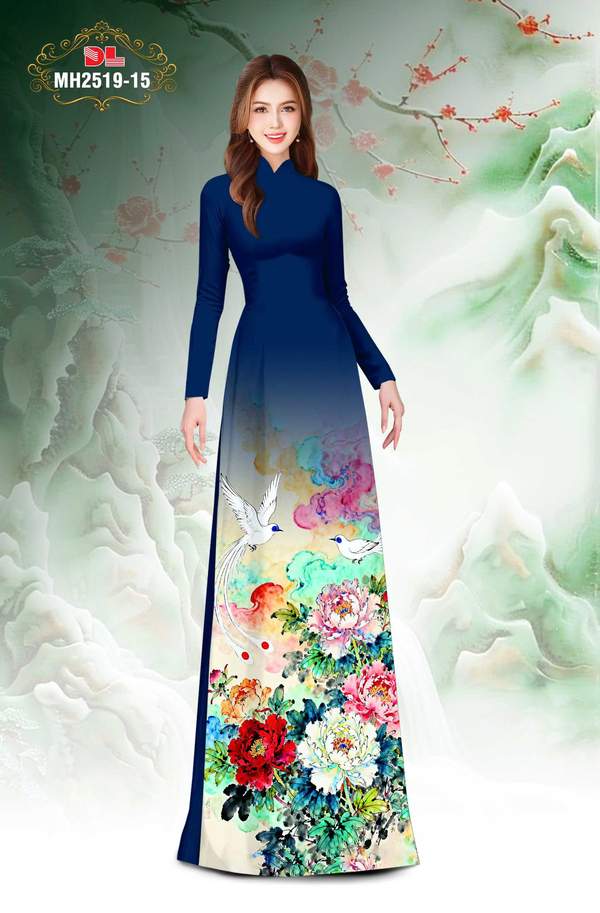 Vải Áo Dài Hoa Cẩm Chướng AD MH2519 1 vai ao dai hoa cam chuong ad mh2519