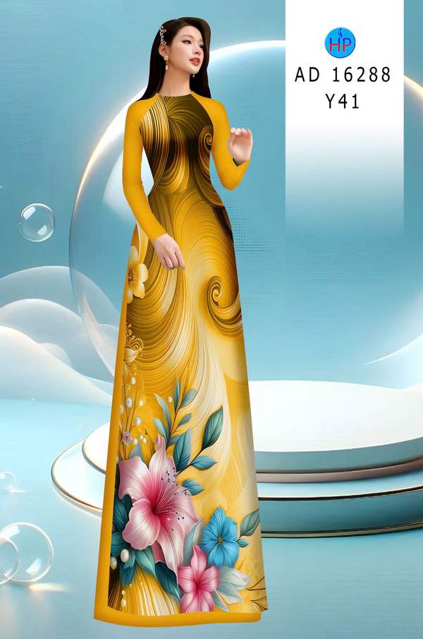 Vải Áo Dài Hoa In 3D AD 16288 1 vai ao dai hoa in 3d ad 16288