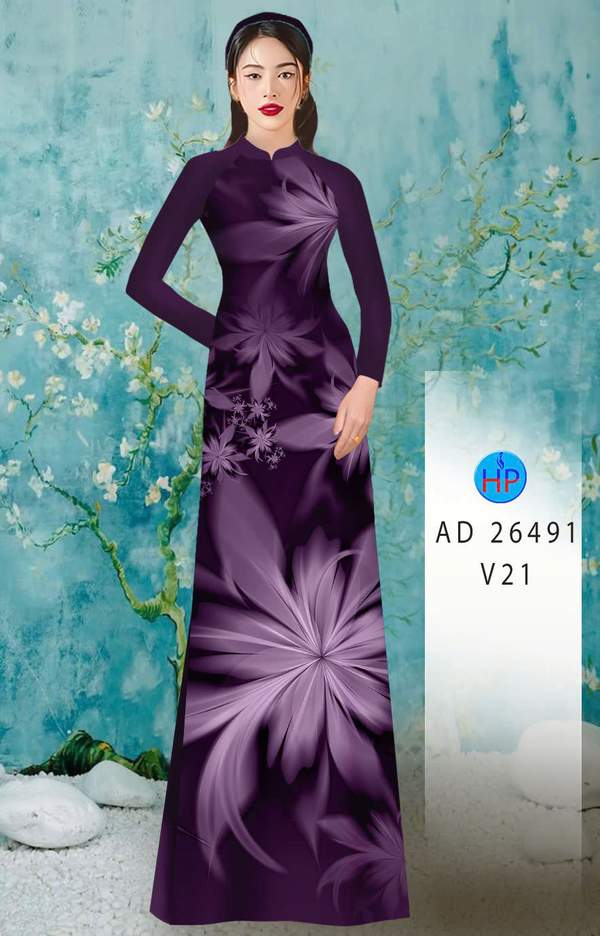Vải Áo Dài Hoa In 3D AD 26491 1 vai ao dai hoa in 3d ad 26491