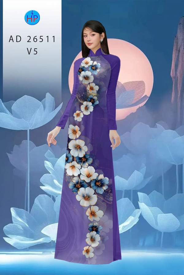Vải Áo Dài Hoa In 3D AD 26511 2 vai ao dai hoa in 3d ad 26511