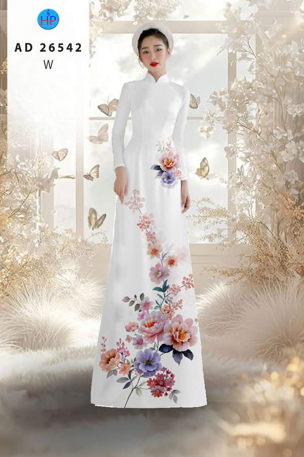 Vải Áo Dài Hoa In 3D AD 26542 1 vai ao dai hoa in 3d ad 26542