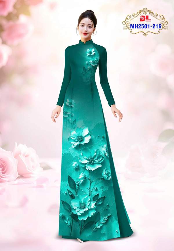 Vải Áo Dài Hoa In 3D AD MH2501 1 vai ao dai hoa in 3d ad mh2501