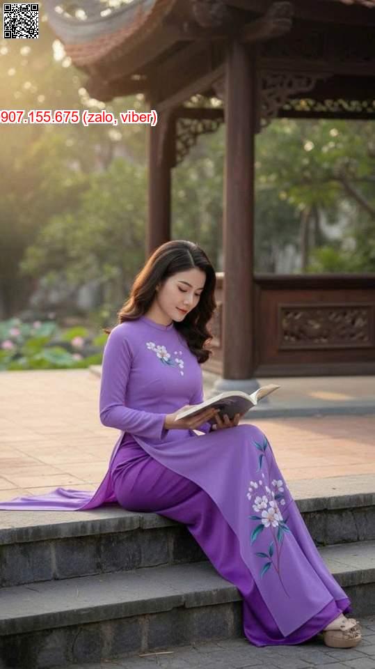 Vải Áo Dài Vẽ Hoa Rất Sang AD V53077 1 vai ao dai ve hoa rat sang ad v53077
