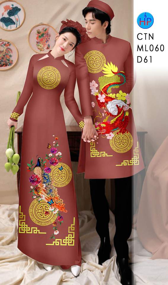 Vải Áo Dài Cặp Đôi Chim Phượng AD CTNML060 2 1766022086 85 vai ao dai cap doi chim phuong ad ctnml060