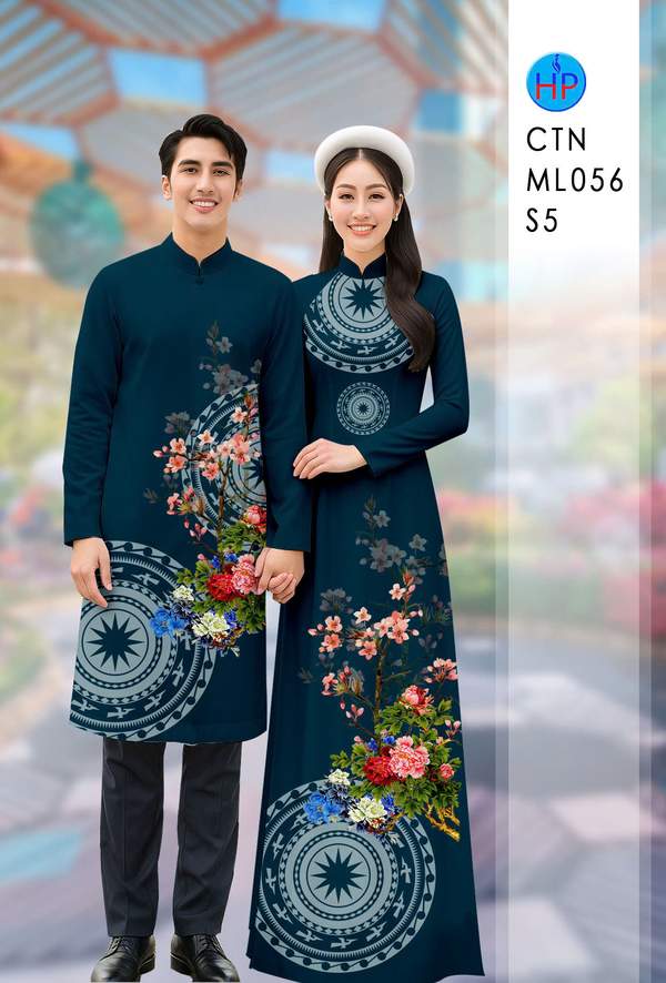 Vải Áo Dài Cặp Đôi Hoa Văn AD CTN ML056 1 vai ao dai cap doi hoa van ad ctn ml056