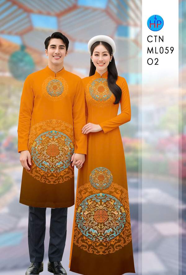 Vải Áo Dài Cặp Đôi Hoa Văn AD CTNML059 1 vai ao dai cap doi hoa van ad ctnml059