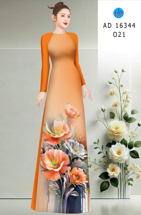 Vải Áo Dài Hoa In 3D AD 16344 1 vai ao dai hoa in 3d ad 16344