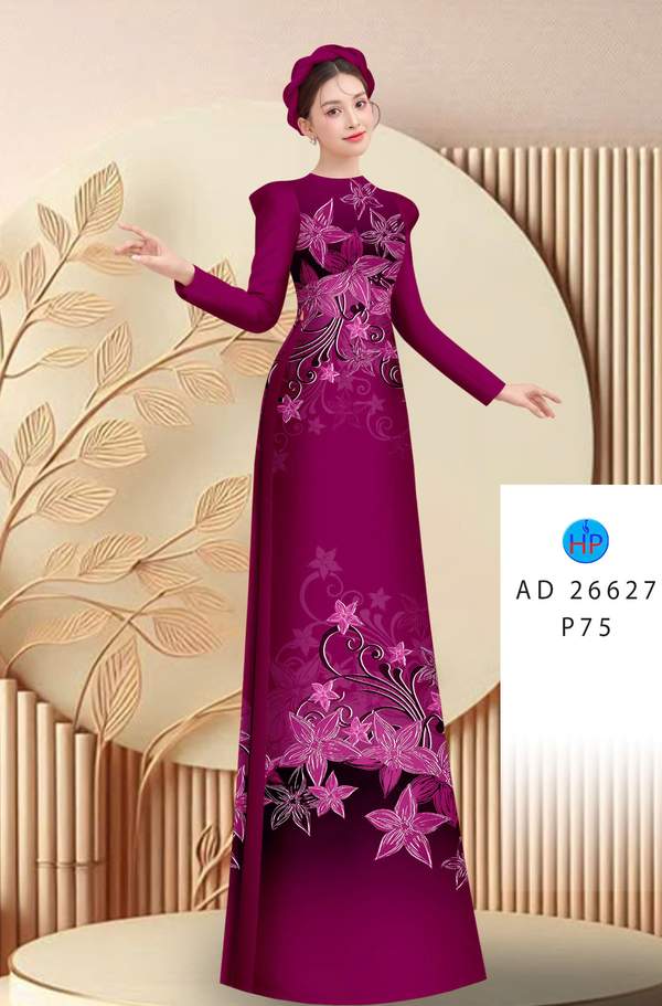Vải Áo Dài Hoa In 3D AD 26627 1 vai ao dai hoa in 3d ad 26627