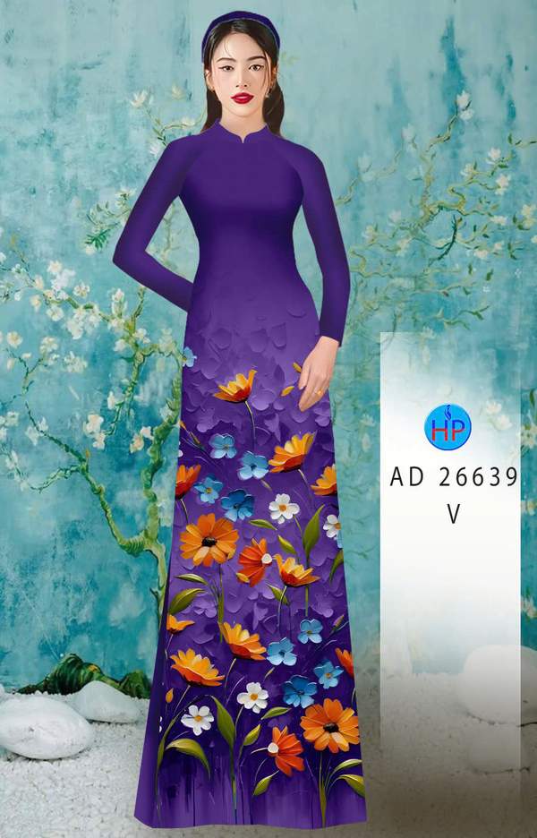 Vải Áo Dài Hoa In 3D AD 26639 1 vai ao dai hoa in 3d ad 26639