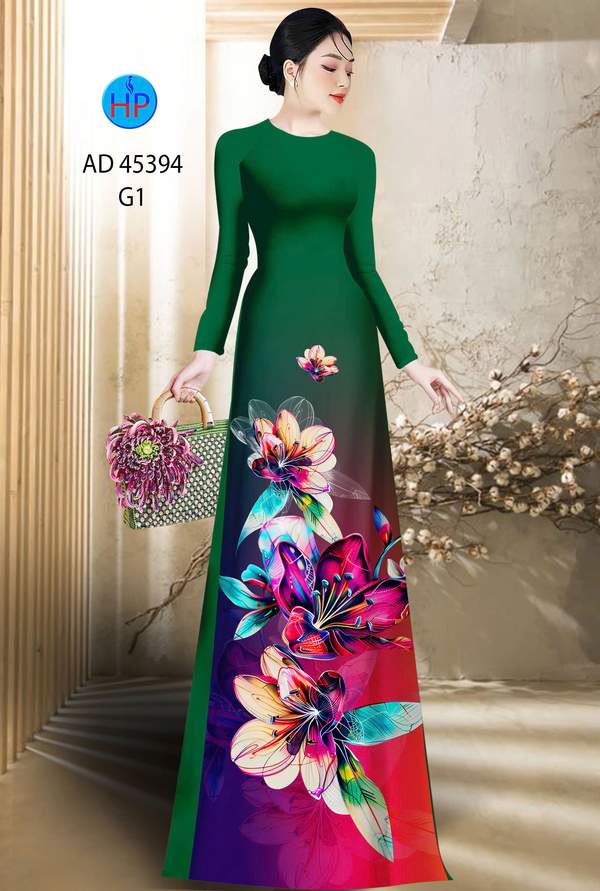 Vải Áo Dài Hoa In 3D AD 45394 1 vai ao dai hoa in 3d ad 45394