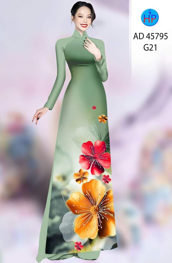 Vải Áo Dài Hoa In 3D AD 45795 2 vai ao dai hoa in 3d ad 45795